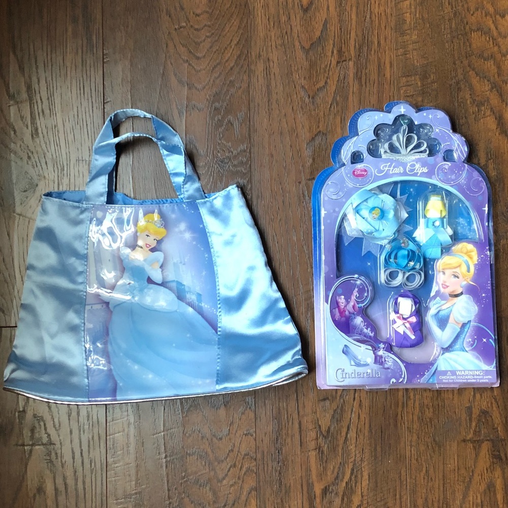 Disney Cinderella hair clips NIP & girls’ purse